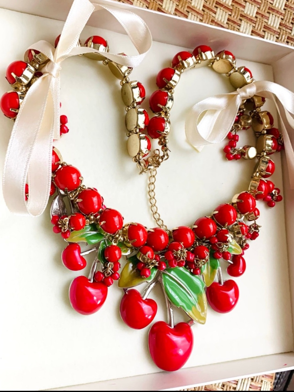 Red Cherry Statement Necklace